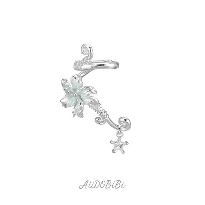 Dreamcore Lily 18K Platinum Plating Vine & Star Ear Cuffs