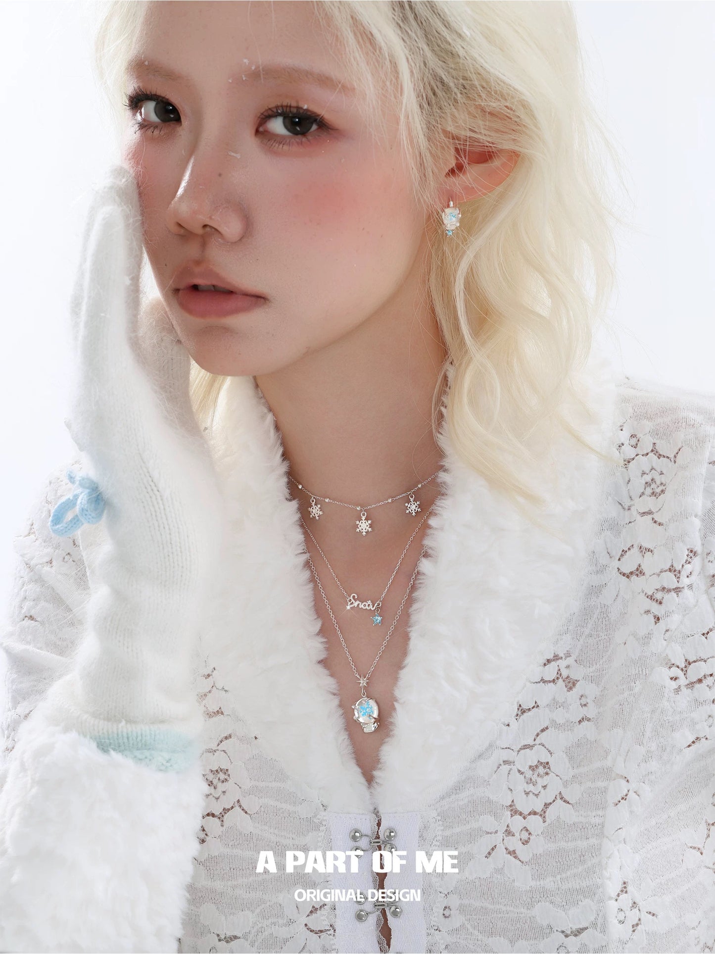 Snowflakes 18K Platinum Plating Crystal Ball Necklace Set