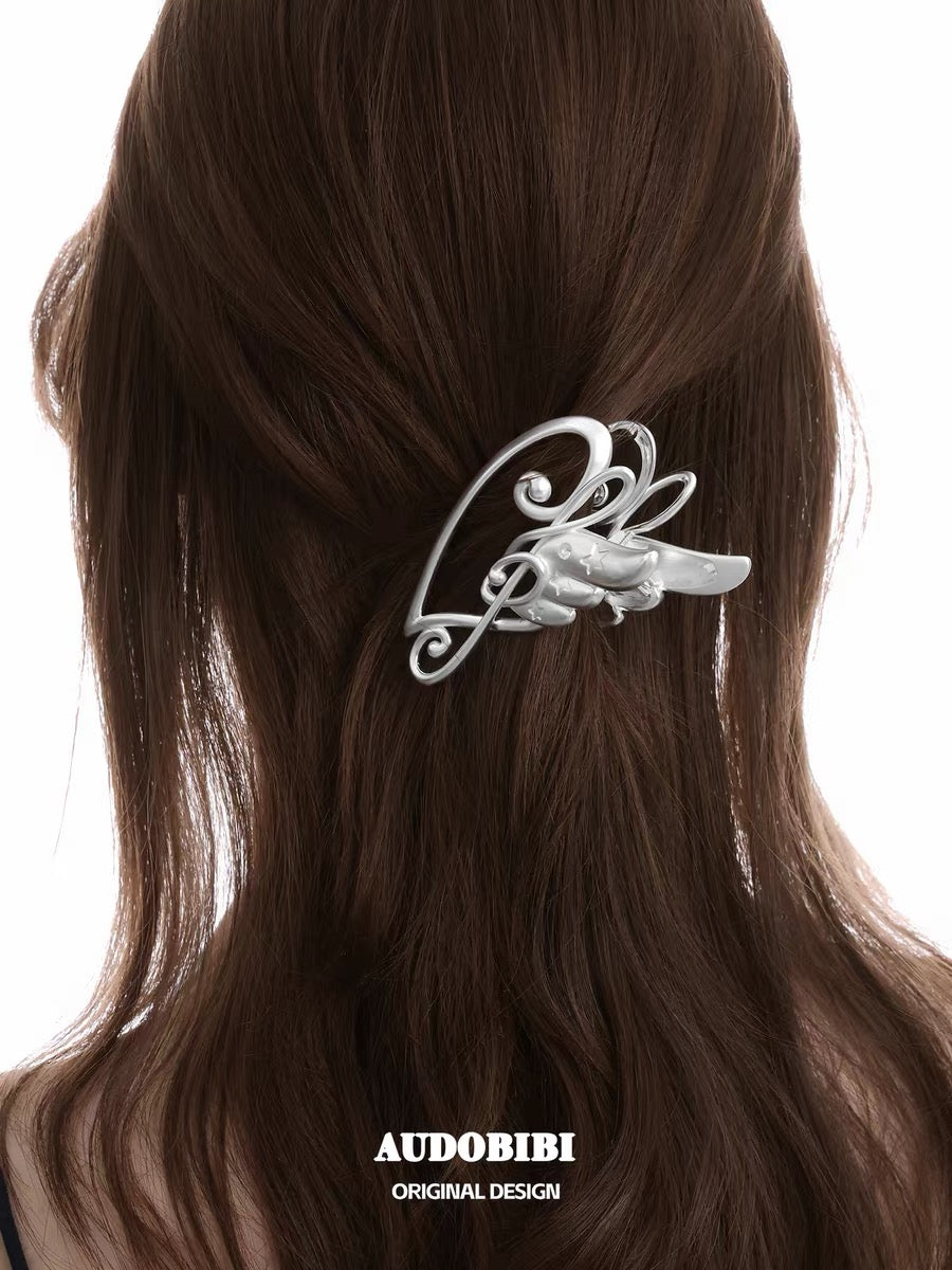 Angel Notes Platinum Plating Treble Clef Heart Shaped Hair Clip
