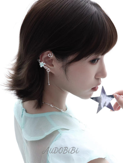 Dreamcore Lily 18K Platinum Plating Vine Asymmetry Ear Wraps
