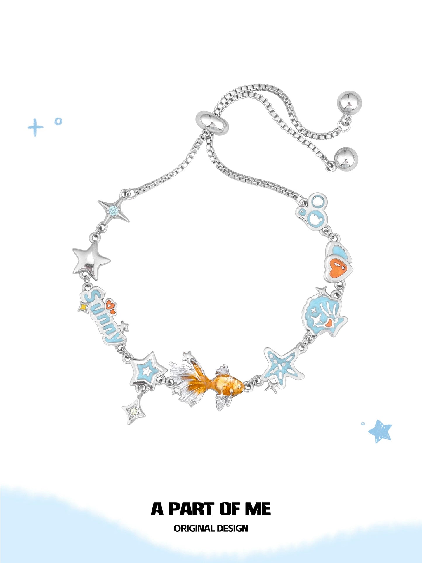 Dreamcore Goldfish 18K Platinum Plating Star Slider Bracelet