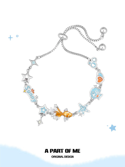 Dreamcore Goldfish 18K Platinum Plating Star Slider Bracelet