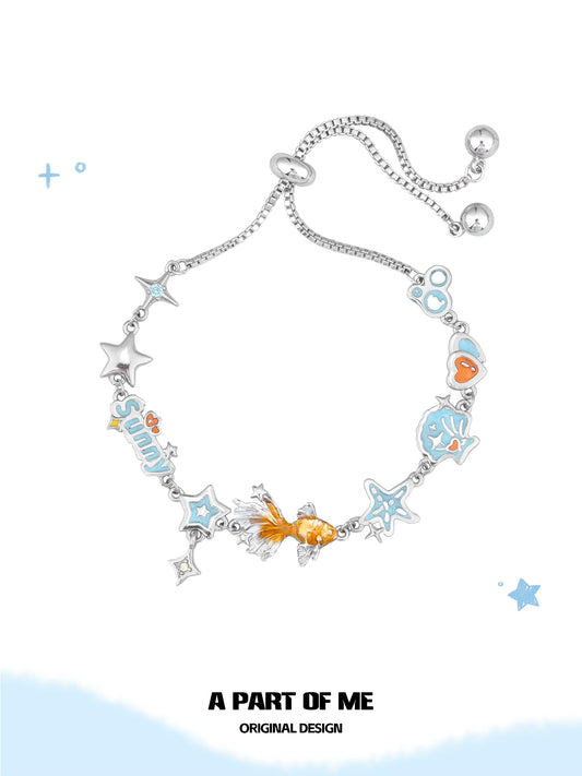 Dreamcore Goldfish 18K Platinum Plating Star Slider Bracelet