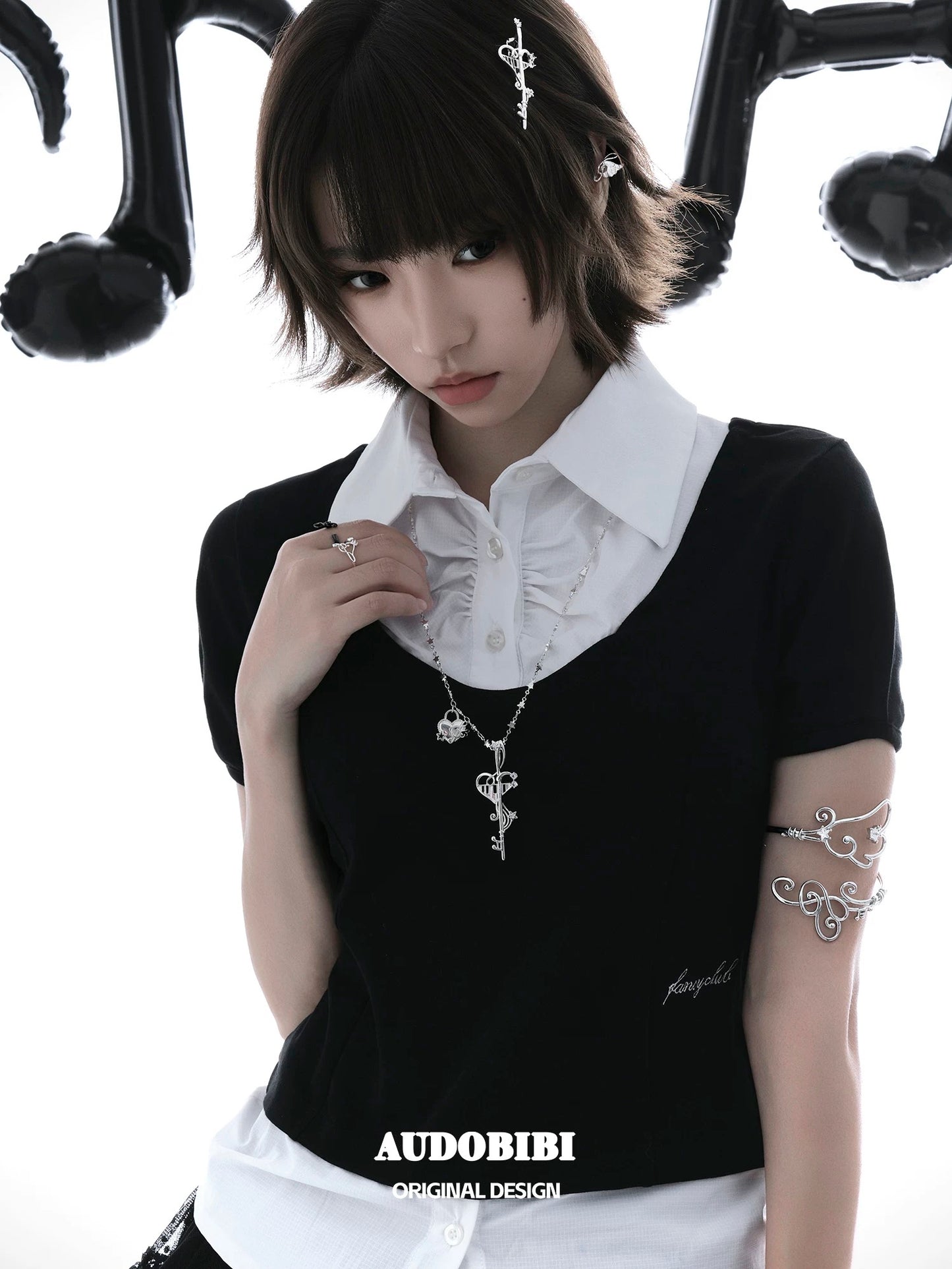 Melody Etude 18K Platinum Plating Treble Clef Hair Clip