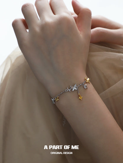 Flutter Essence S925 Sterling Silver 18K Yellow Gold Plating Butterfly Bracelet