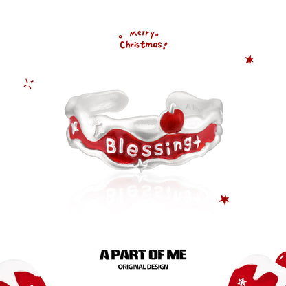 Blessing S925 Sterling Silver Adjustable Christmas Ring