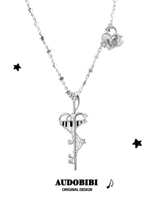 Melody Etude 18K Platinum Plating Piano Keys Pendant Necklace