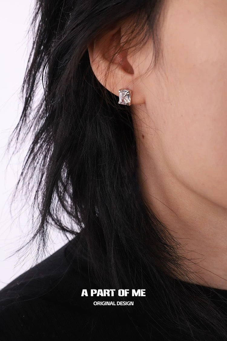 Touch S925 Sterling Silver Unisex Zircon Stud Earrings