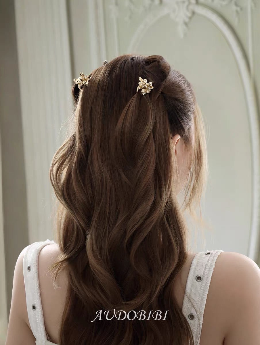 Champagne Gold Iris Gold-plated Mini Hair Claws
