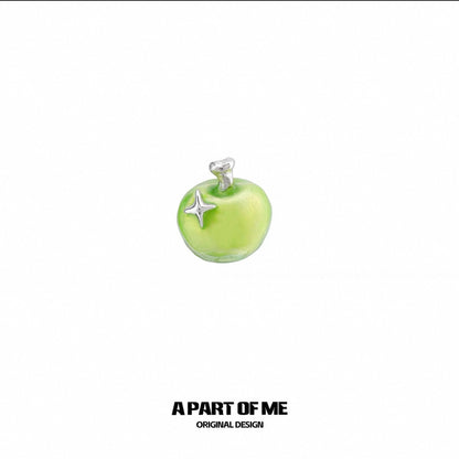 Apple Slice 18K Platinum Plating Green & Red Apple Stud Earrings