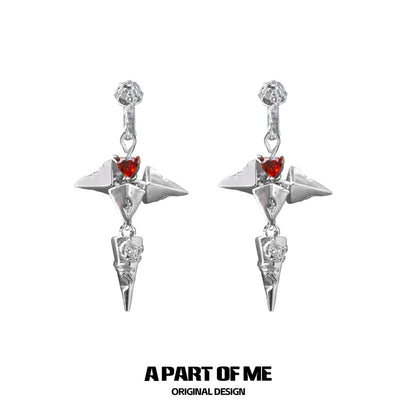 Heart of Red Roses 18K Platinum Plating Stud Earrings