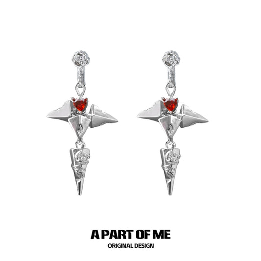 Heart of Red Roses 18K Platinum Plating Stud Earrings