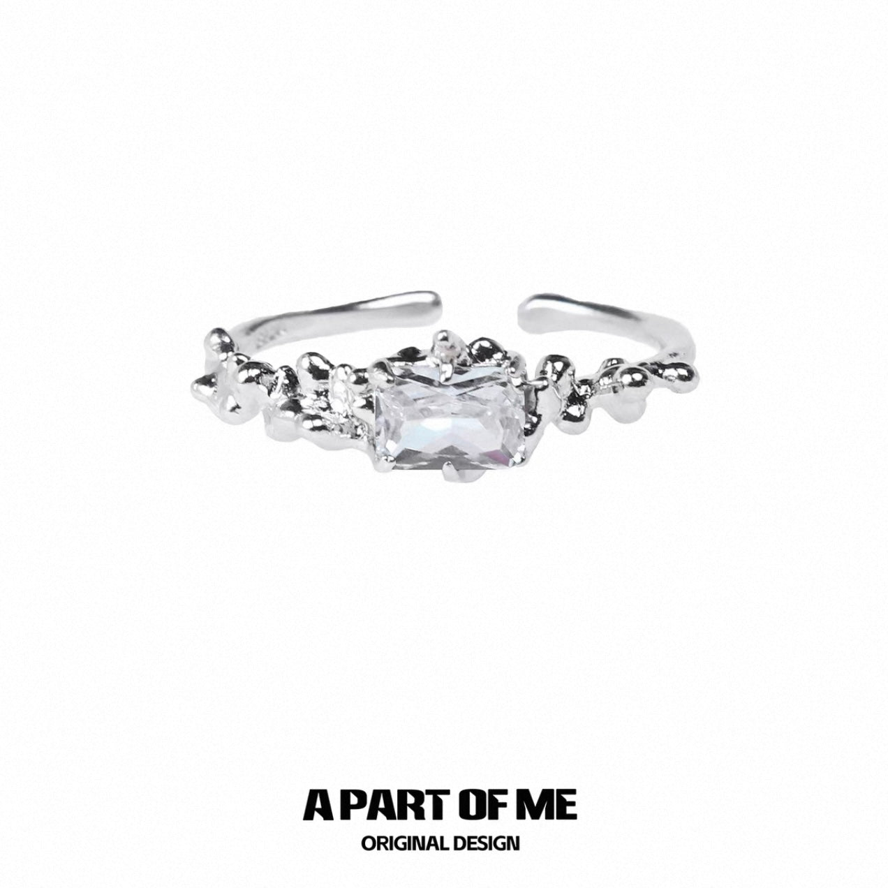 Ripple S925 Sterling Silver Black/White Zircon Adjustable Rings