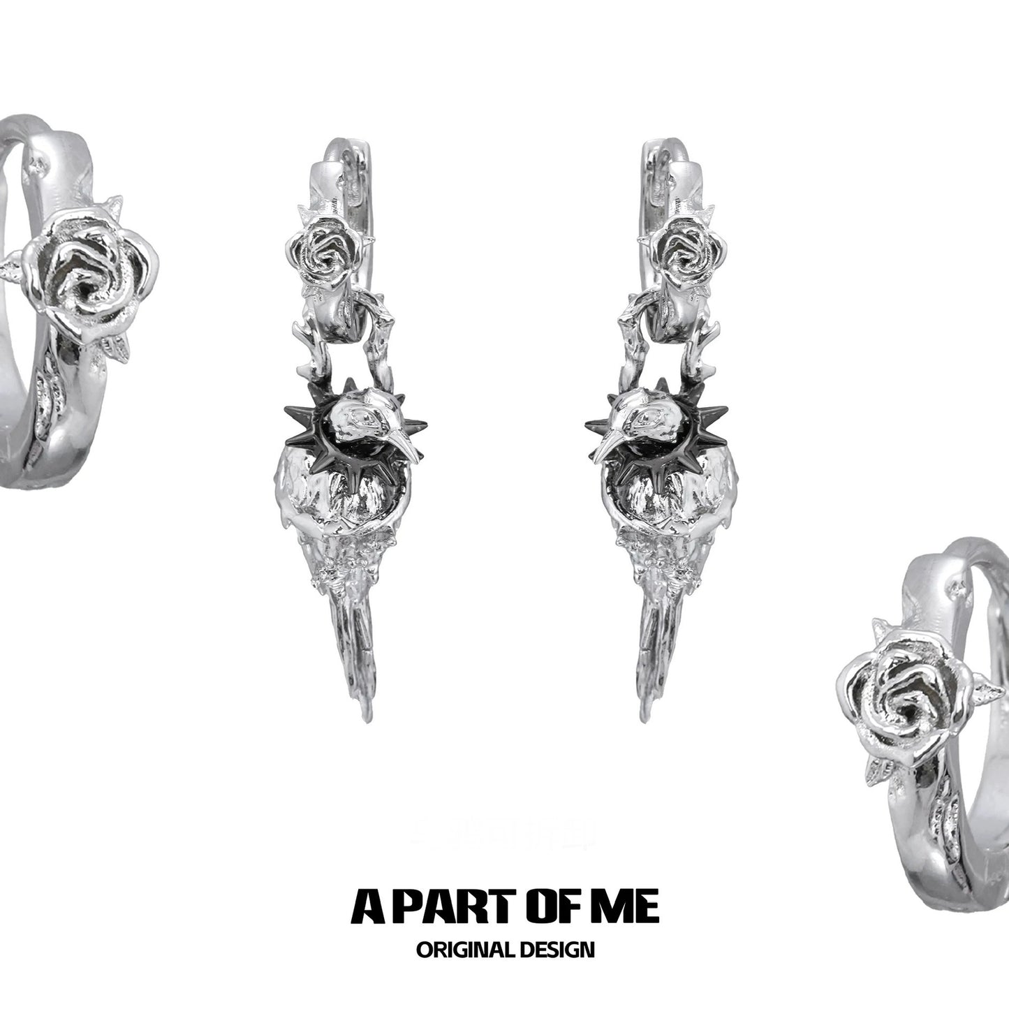 Crow Collection 18K Platinum Plating Detachable Huggies Earrings