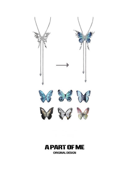 Butterfly Cage 18K Platinum Plating Changeable Butterfly Lariat Necklaces