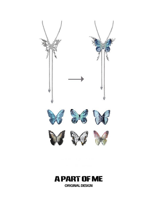 Butterfly Cage 18K Platinum Plating Changeable Butterfly Lariat Necklaces
