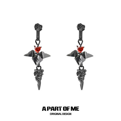 Heart of Red Roses 18K Platinum Plating Stud Earrings