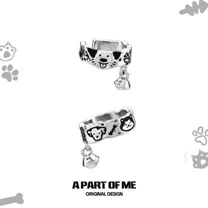 Graffiti Cat & Dog 18K Platinum Plating Ear Cuffs
