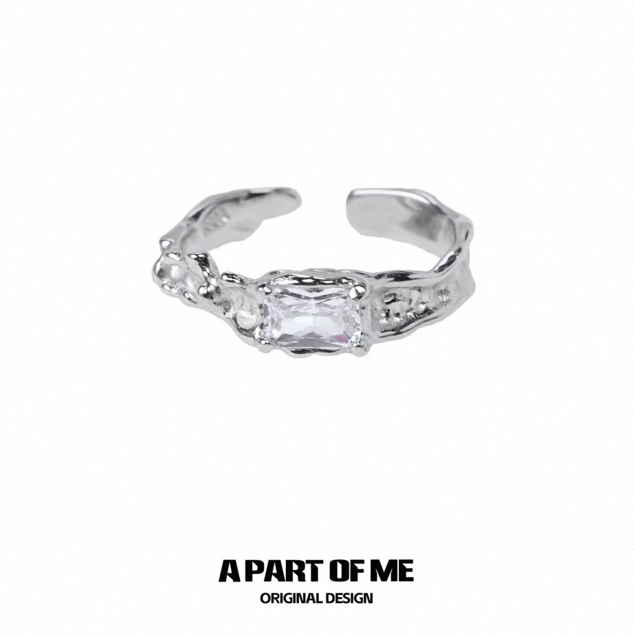 Ripple S925 Sterling Silver Black/White Zircon Adjustable Rings