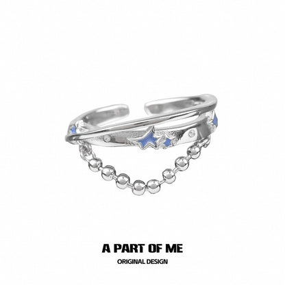 Blue Star S925 Sterling Silver Y2K Retro Rings
