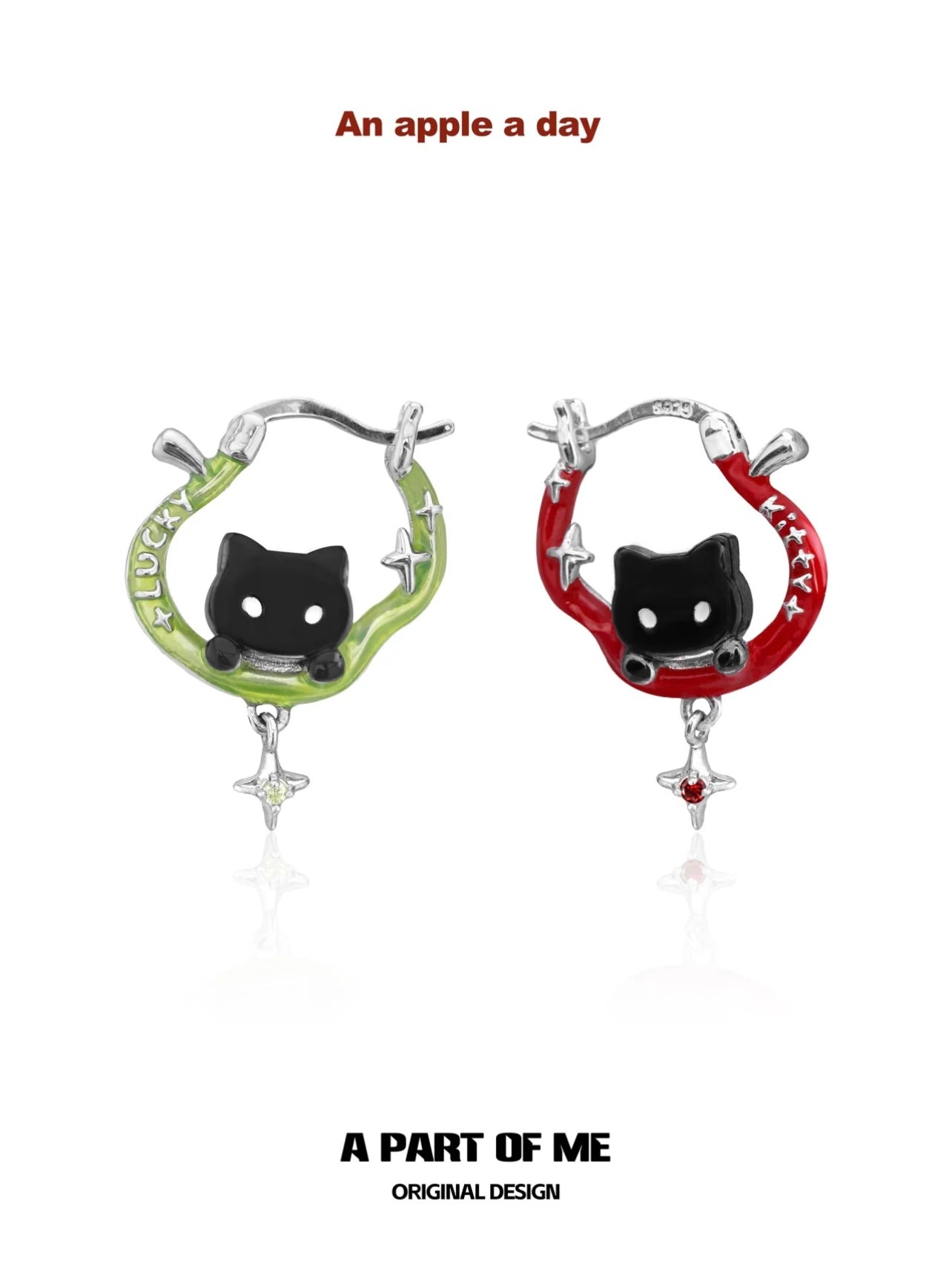 Apple Cat 18K Platinum Plating Apple Shaped Hoop Earrings