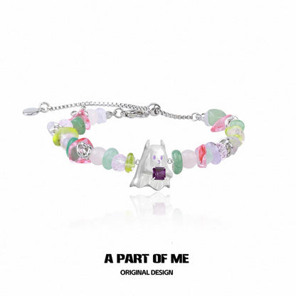 Candy Ghost Crystal Beads Trick or Treat Slider Bracelet