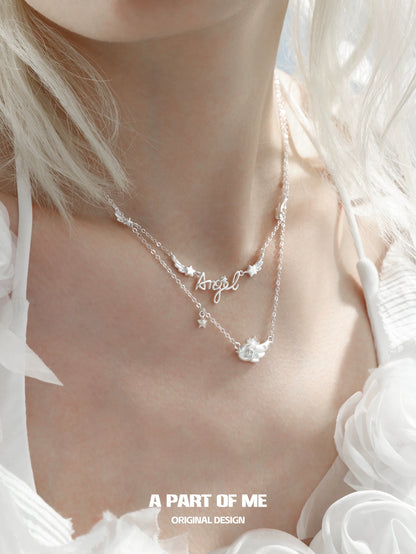 Angel Dream 18K Platinum Plating Angel Wings Double Layer Necklace