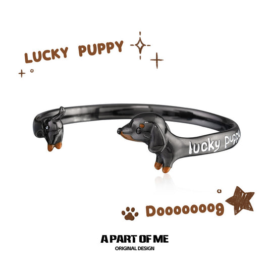 Lucky Dachshund Resin Plating Bangle