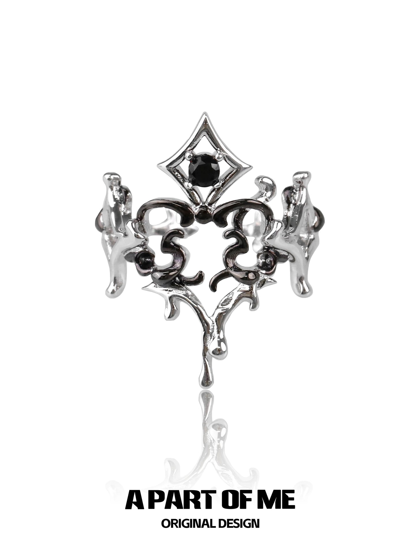 Retro Heart S925 Sterling Silver Adjustable Ring