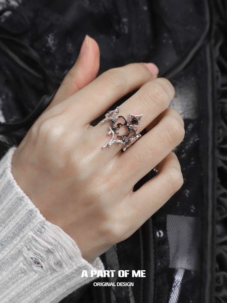 Retro Heart S925 Sterling Silver Adjustable Ring