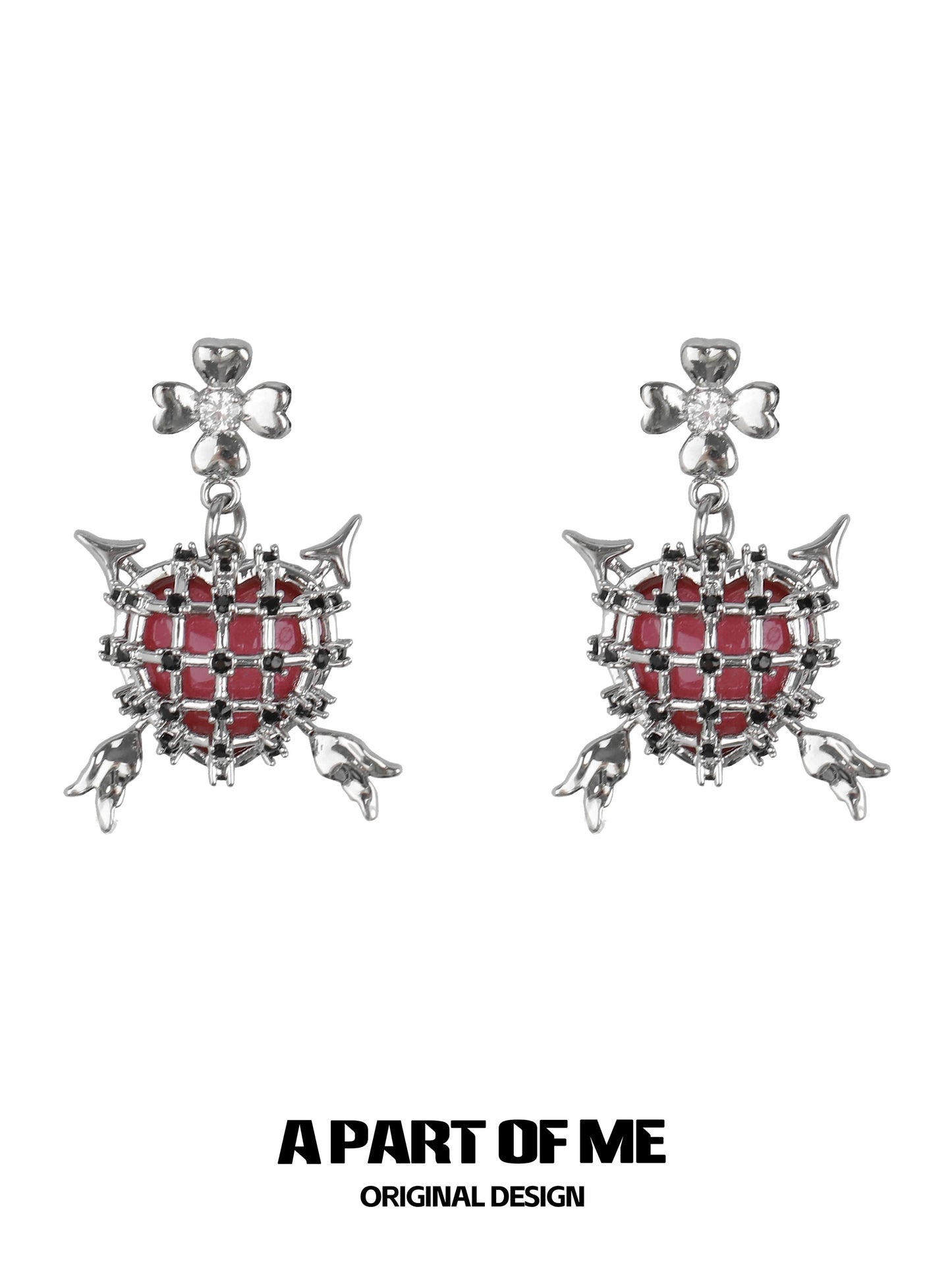 Spiked Heart 18K Platinum Plating Earrings