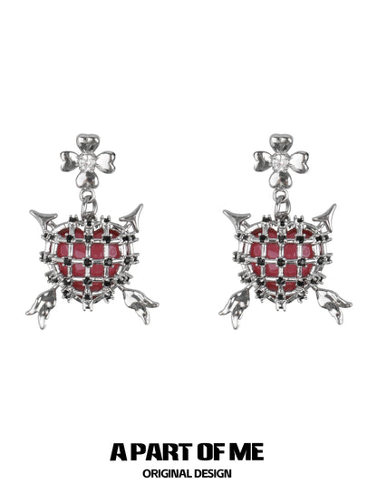 Spiked Heart 18K Platinum Plating Earrings