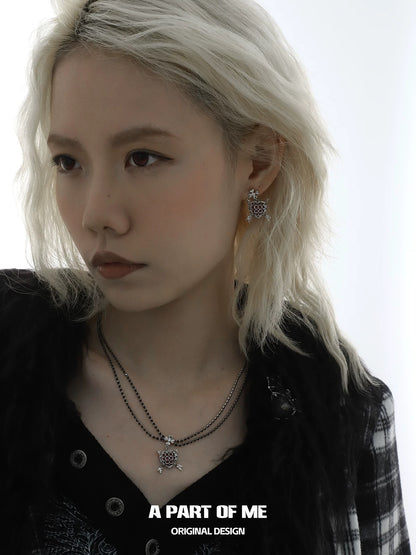 Spiked Heart 18K Platinum Plating Earrings