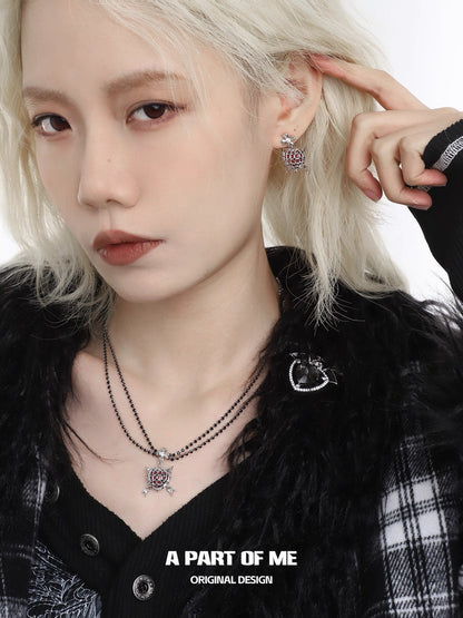 Spiked Heart 18K Platinum Plating Earrings