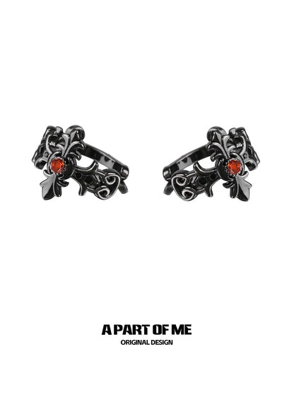 Retro Black Cross Black Plating Earcuffs