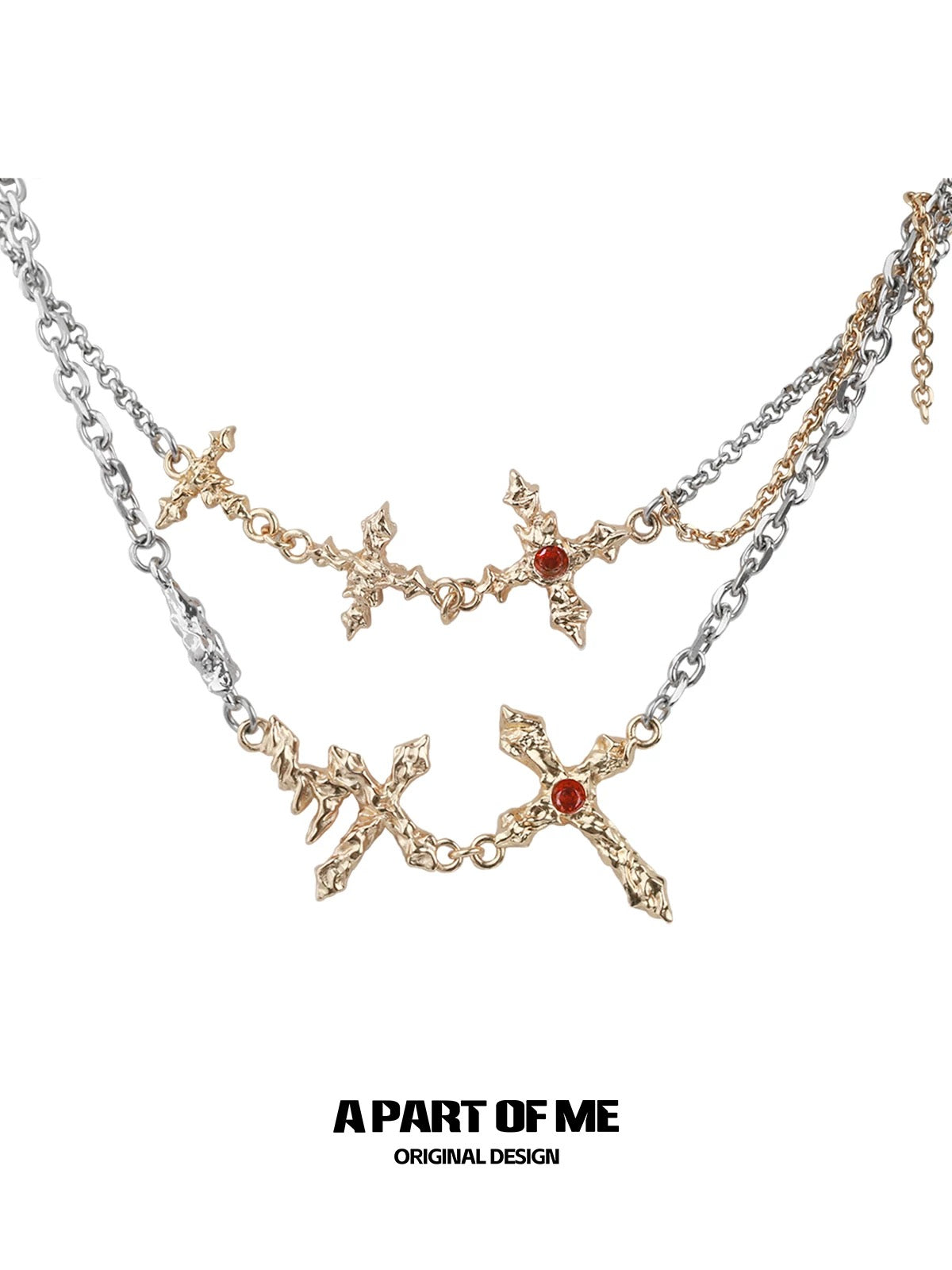 Maillard Liquid Cross 18K Platinum Plating Double Layer Necklace