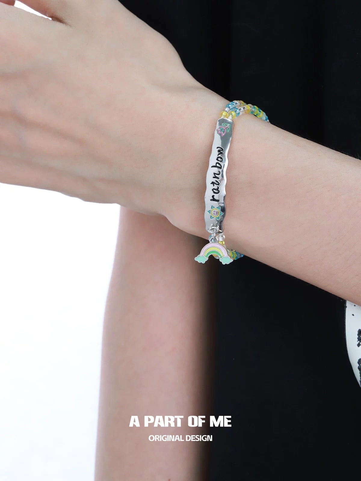 Rainbow 18K Platinum Plating Acrylic Beads Bracelet