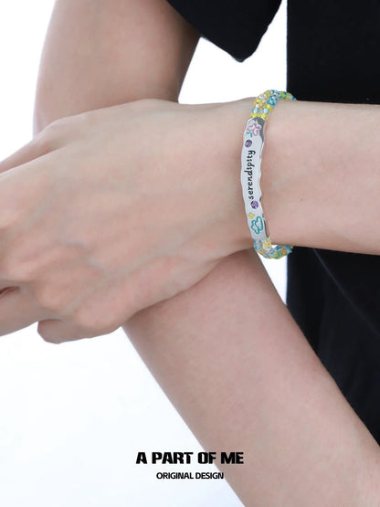 Rainbow 18K Platinum Plating Acrylic Beads Bracelet