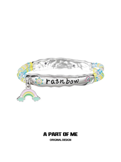 Rainbow 18K Platinum Plating Acrylic Beads Bracelet