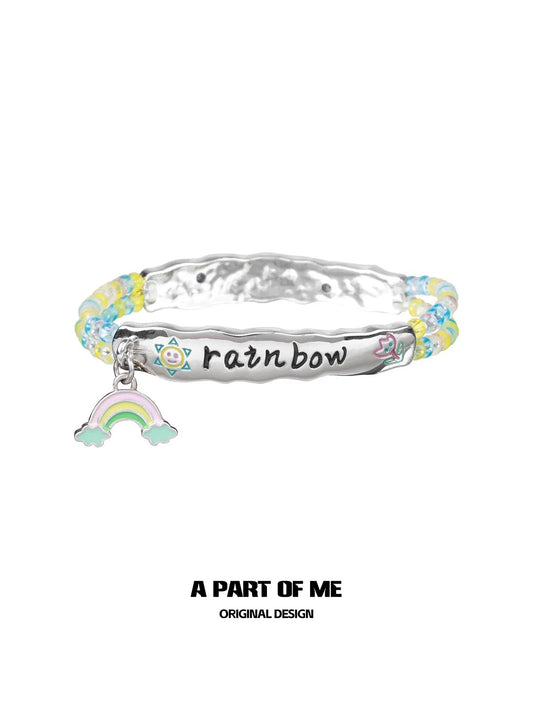 Rainbow 18K Platinum Plating Acrylic Beads Bracelet