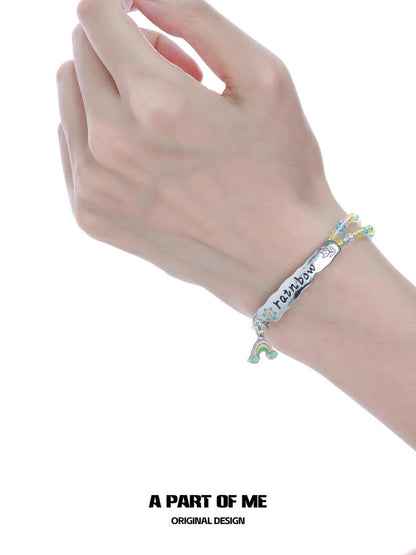 Rainbow 18K Platinum Plating Acrylic Beads Bracelet