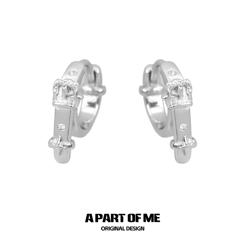 Belt 18K Platinum Plating Huggies Earrings