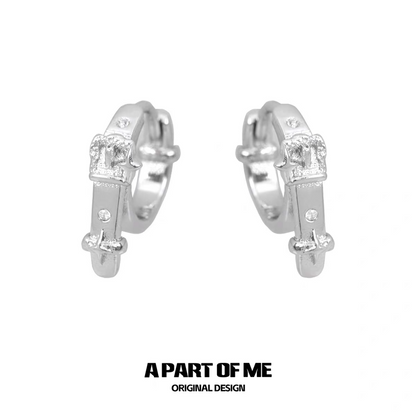 Belt 18K Platinum Plating Huggies Earrings