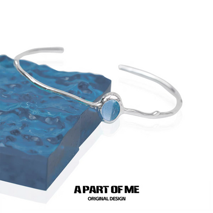 Aquamarine S925 Sterling Silver Classic Bangle