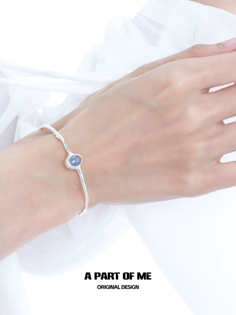 Aquamarine S925 Sterling Silver Classic Bangle