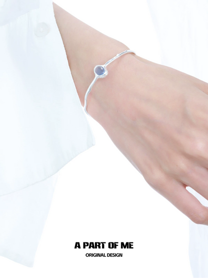 Aquamarine S925 Sterling Silver Classic Bangle