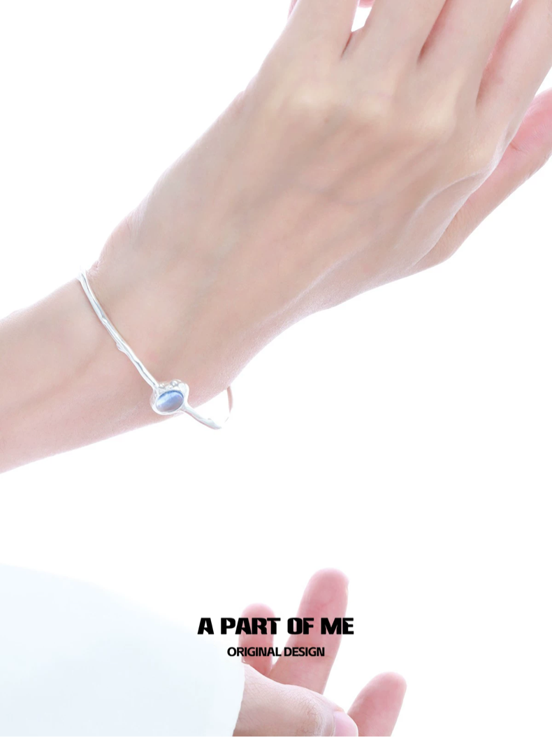 Aquamarine S925 Sterling Silver Classic Bangle