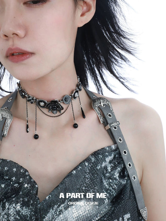 Black Orchid 18K Platinum Plating Retro Choker