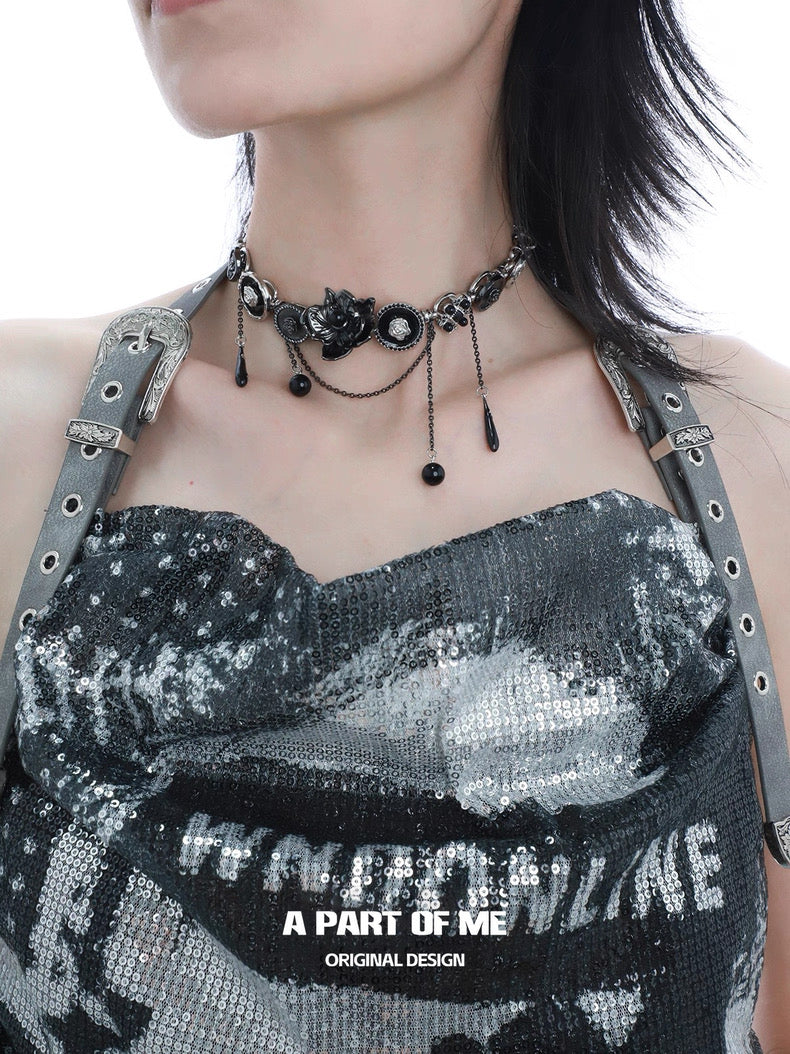 Black Orchid 18K Platinum Plating Retro Choker