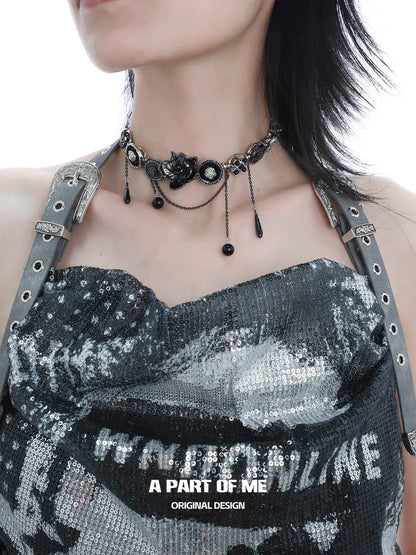 Black Orchid 18K Platinum Plating Retro Choker